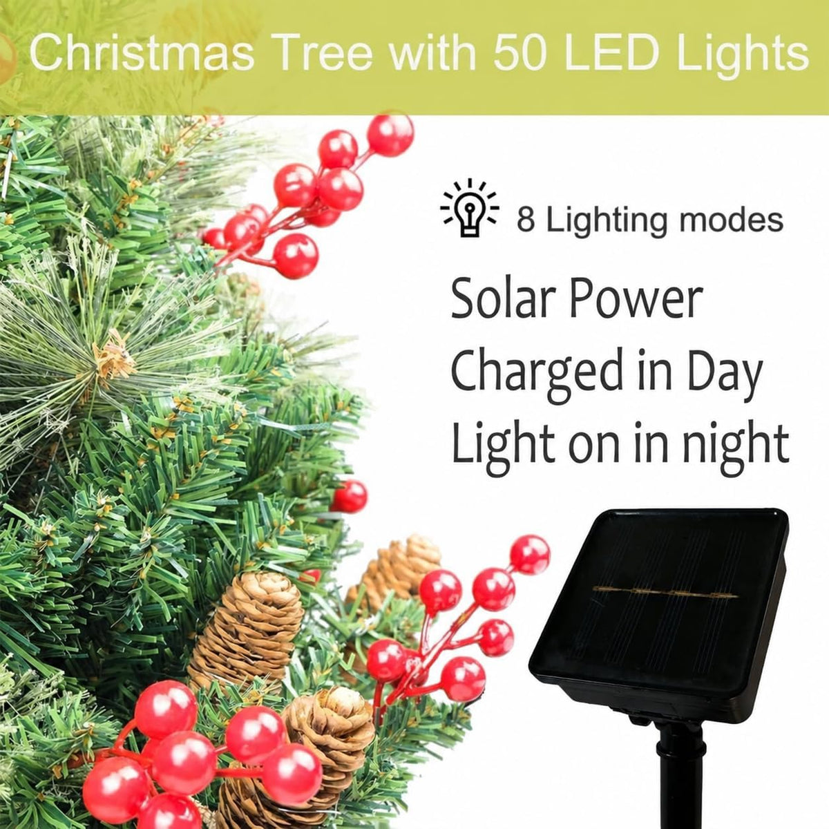 HomeKaren Solar Christmas Tree 30 inch Prelit 2 Set Pathway Porch Christmas Trees Pre-Light LED Battery Operated Outdoor Xmas Decor for Entrance Driveway, Yard, Garden
