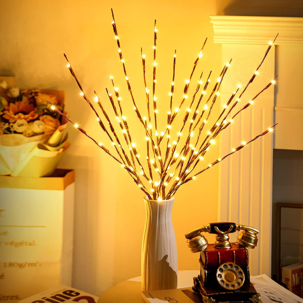 3Pack 30"Twig Lights, USB Plug in Branches Lights, 60 Led Bulbs, Warm White