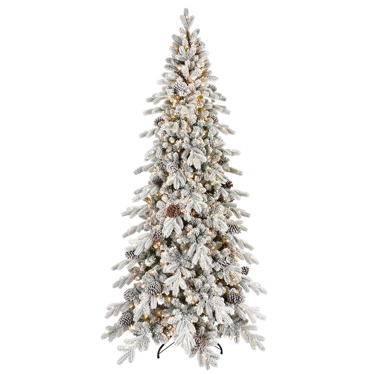 6 FT Prelit Artificial Skinny Christmas Tree,Blue Spruce Slim Pencil Xmas Tree with 1205 PE&PVC Mixed Branch Tips and 300 UL Listed Clear Lights,Hinged Pine Tree with Metal Stand for Home Office Décor