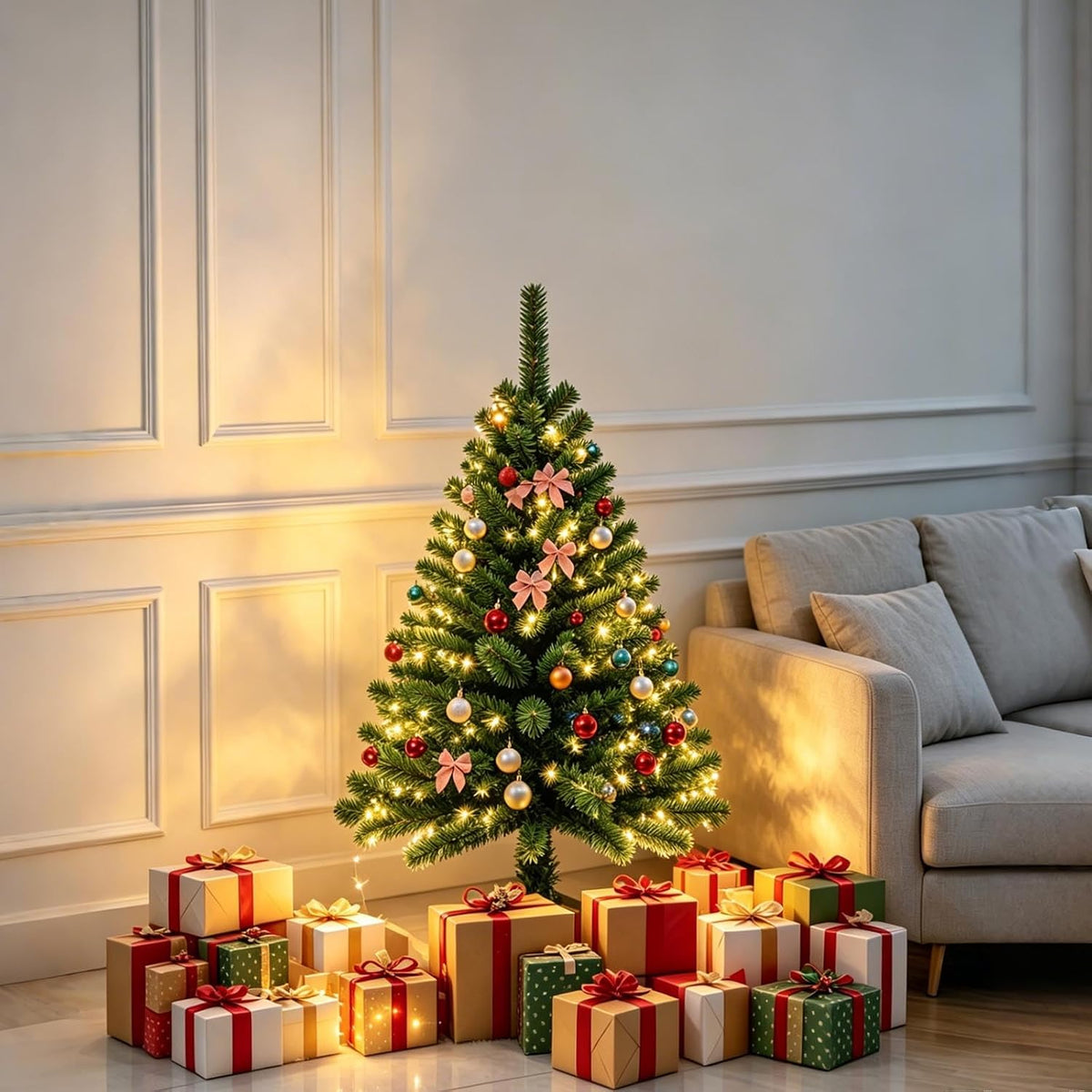 3FT Small Christmas Tree – Premium Mini Xmas Artificial Trees for Home, Tabletop, Office, Apartment, Indoor Holiday Decorations, Easy-Assembly Metal Hinges & Foldable Base (Dark Green)