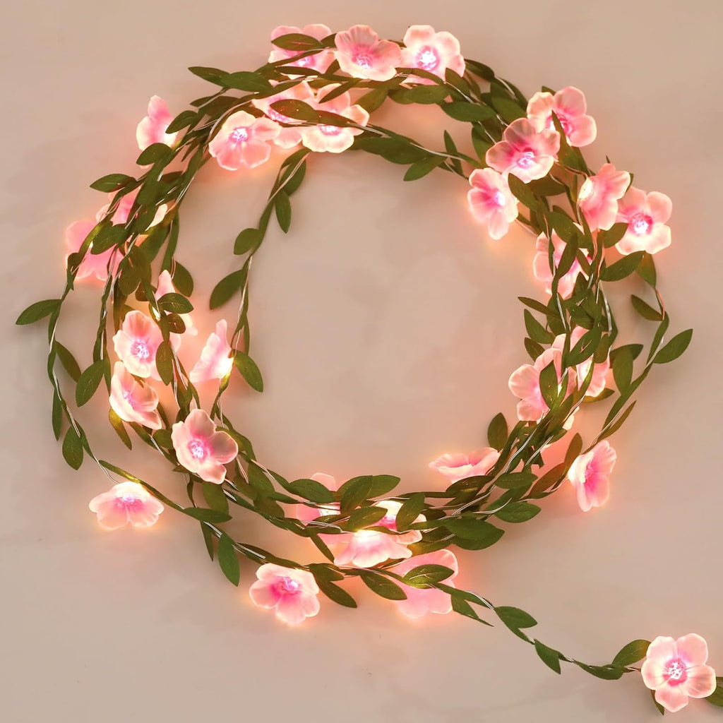 Cherry Blossom Vine Lights 13ft 40 LED Fairy Lights with Remote & Timer