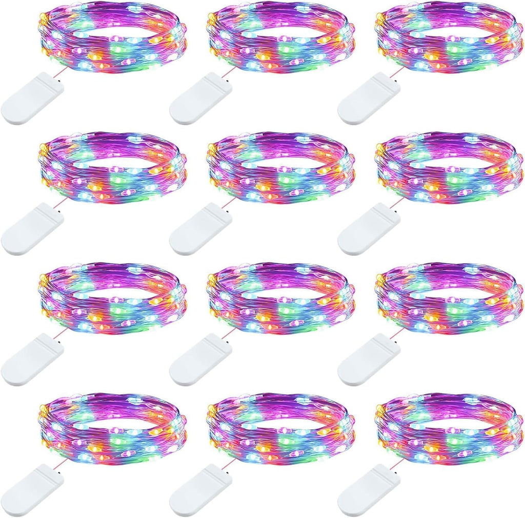 Brightown 12 Pack 7ft Battery Operated LED Fairy Lights for Xmas Decoration