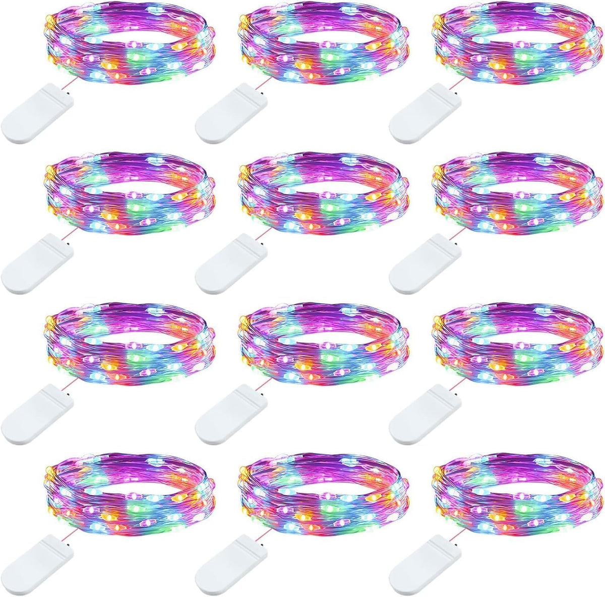 Brightown 12 Pack 7ft Battery Operated LED Fairy Lights for Xmas Decoration