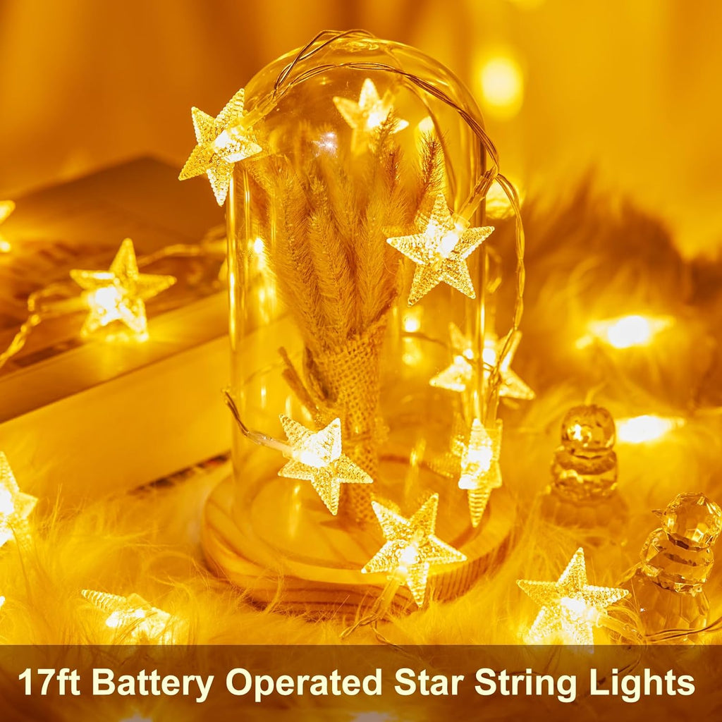 Minetom 50 LED Star String Lights, 17ft Fairy Lights Battery Operated