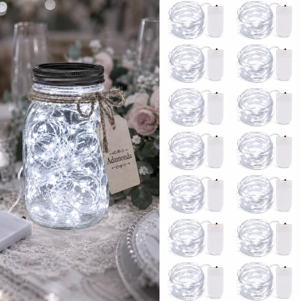 20 Pack LED Fairy Lights Battery Operated,3 Features Blinking Slowly Blinking & just on 7FT 20 LED Waterproof Mini Twinkle String Lights for Wedding Mason Jars Party Christmas Decorations(Warm White)