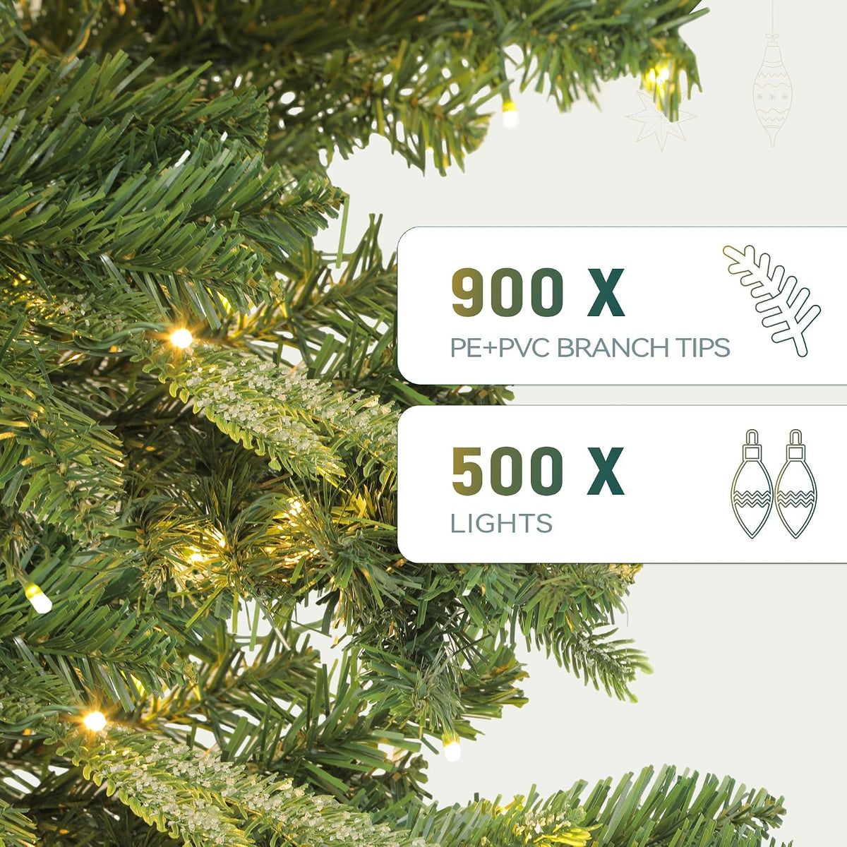 YITAHOME 6.5ft Prelit Aspen Fir Crystal-Decorated Christmas Tree w/Remote