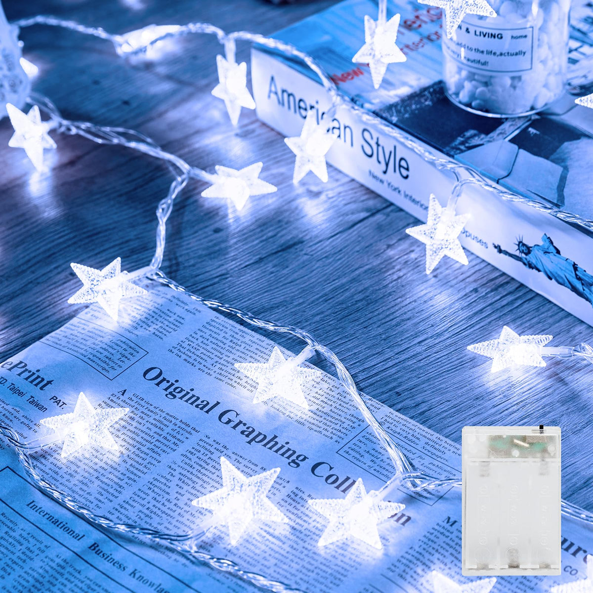 Minetom 50 LED Star String Lights, 17ft Fairy Lights Battery Operated