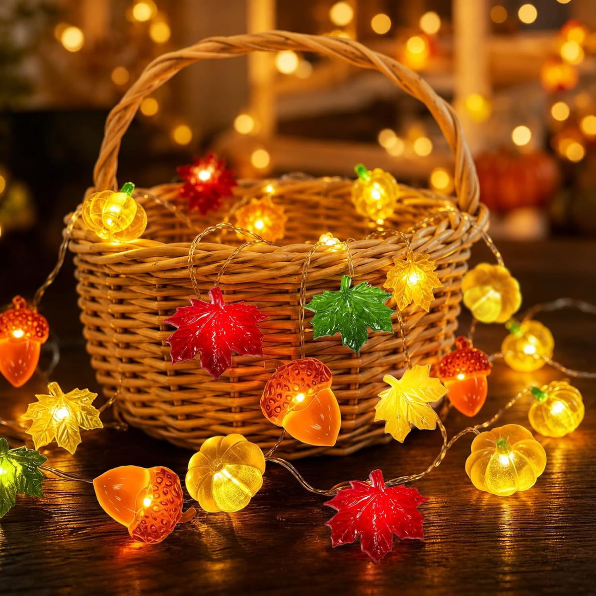40LED Fall String Lights, 13FT Pumpkin Fall Decorations for Home 2026