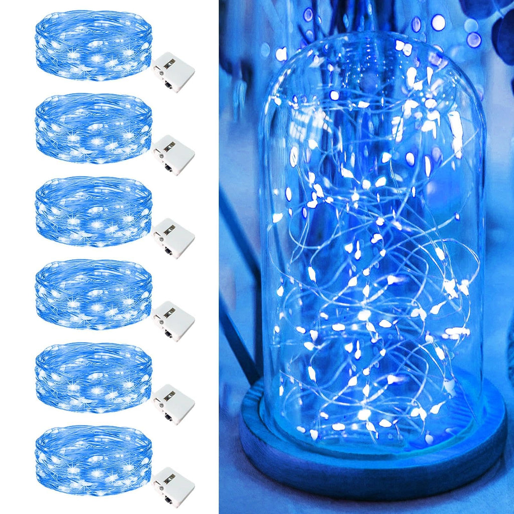 6 Pack Fairy Lights Battery Operated - 7ft 20 Led Twinkle lights 3 Modes, Bulk Mini String Lights Waterproof for Mason Jars Vases DIY Party Table Centerpieces Christmas Decoration -Warm White