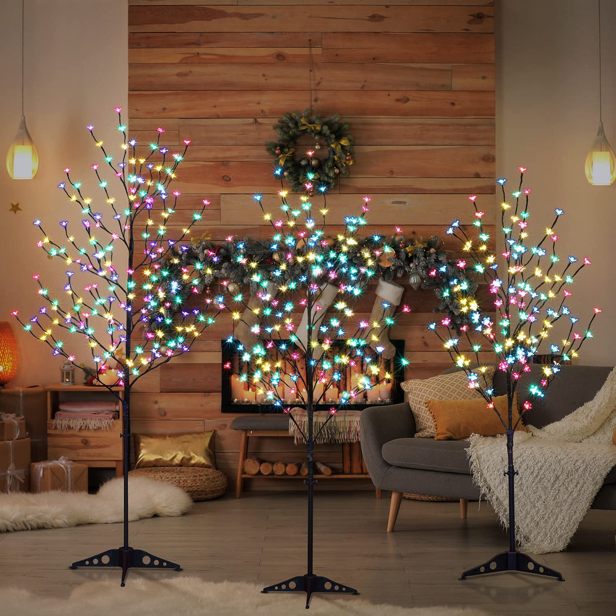 Lightshare 6.5FT 208 LED Cherry Blossom Tree, Lighted Artificial Tree for Decoration Inside and Outside, Home Patio Wedding Festival Christmas Decor
