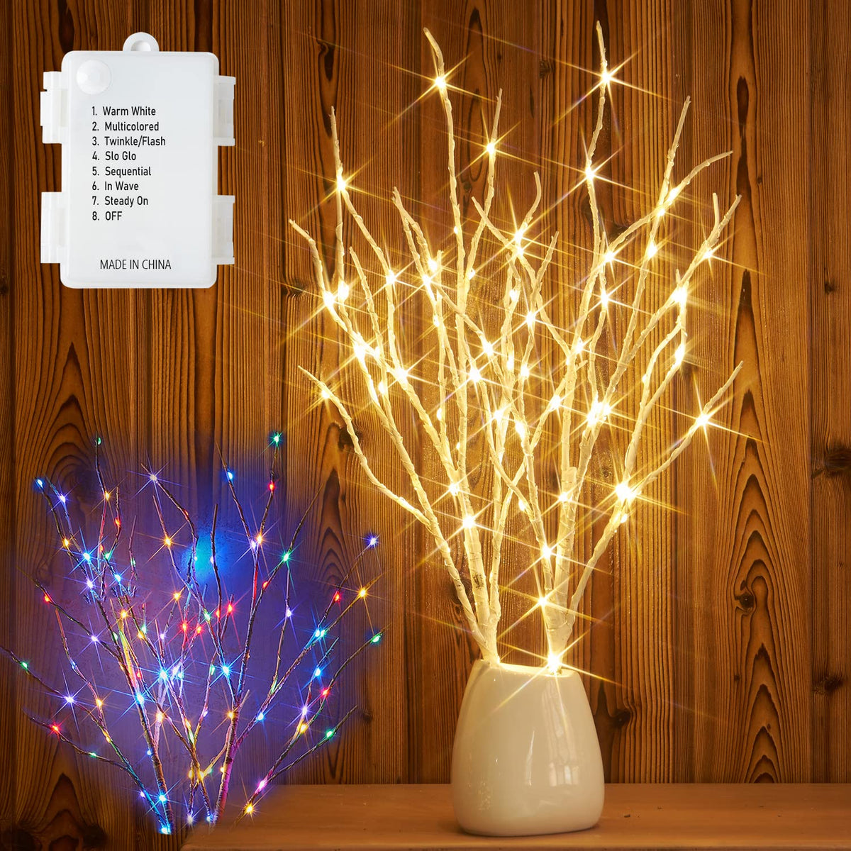Fudios Lighted Branches with Timer 70 LED Fairy Lights 18in Battery Operated, Willow Branches with Lights for Vase Christmas Holiday Home Decor