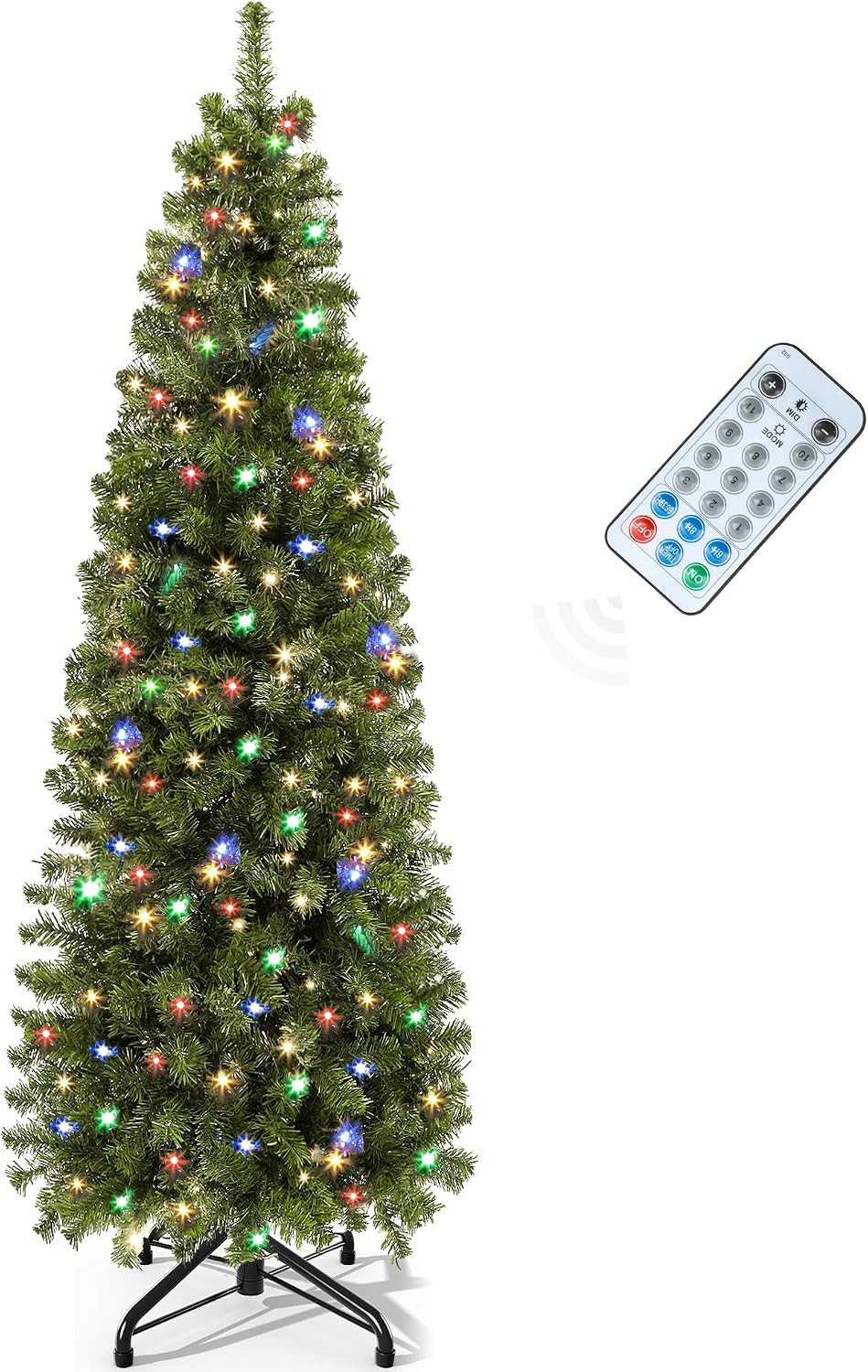 YITAHOME 6FT Prelit Green Fraser Fir Pencil Christmas Tree with Remote