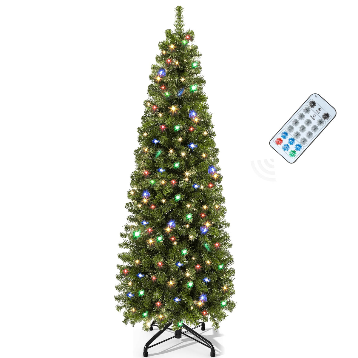 YITAHOME 6FT Prelit Green Fraser Fir Pencil Christmas Tree with Remote