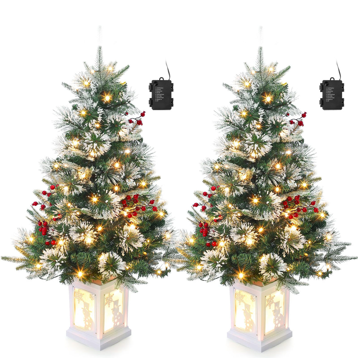 3ft Prelit Snow Flocked Christmas Tree with Light Up Snowflake Box Base
