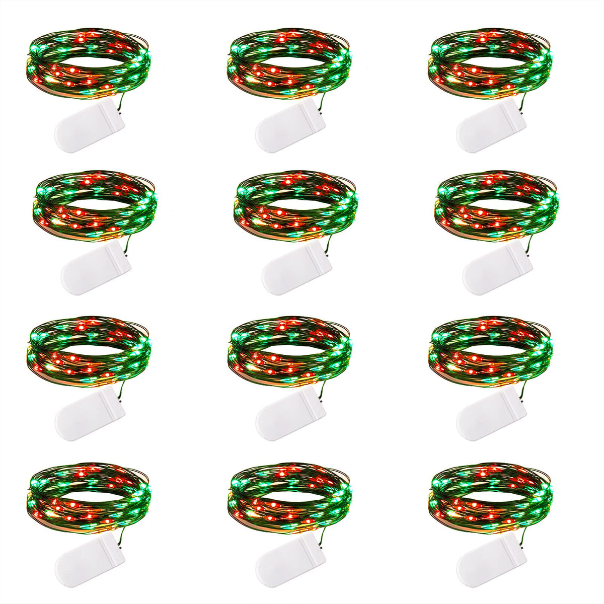 Brightown 12 Pack 7ft Battery Operated LED Fairy Lights for Xmas Decoration