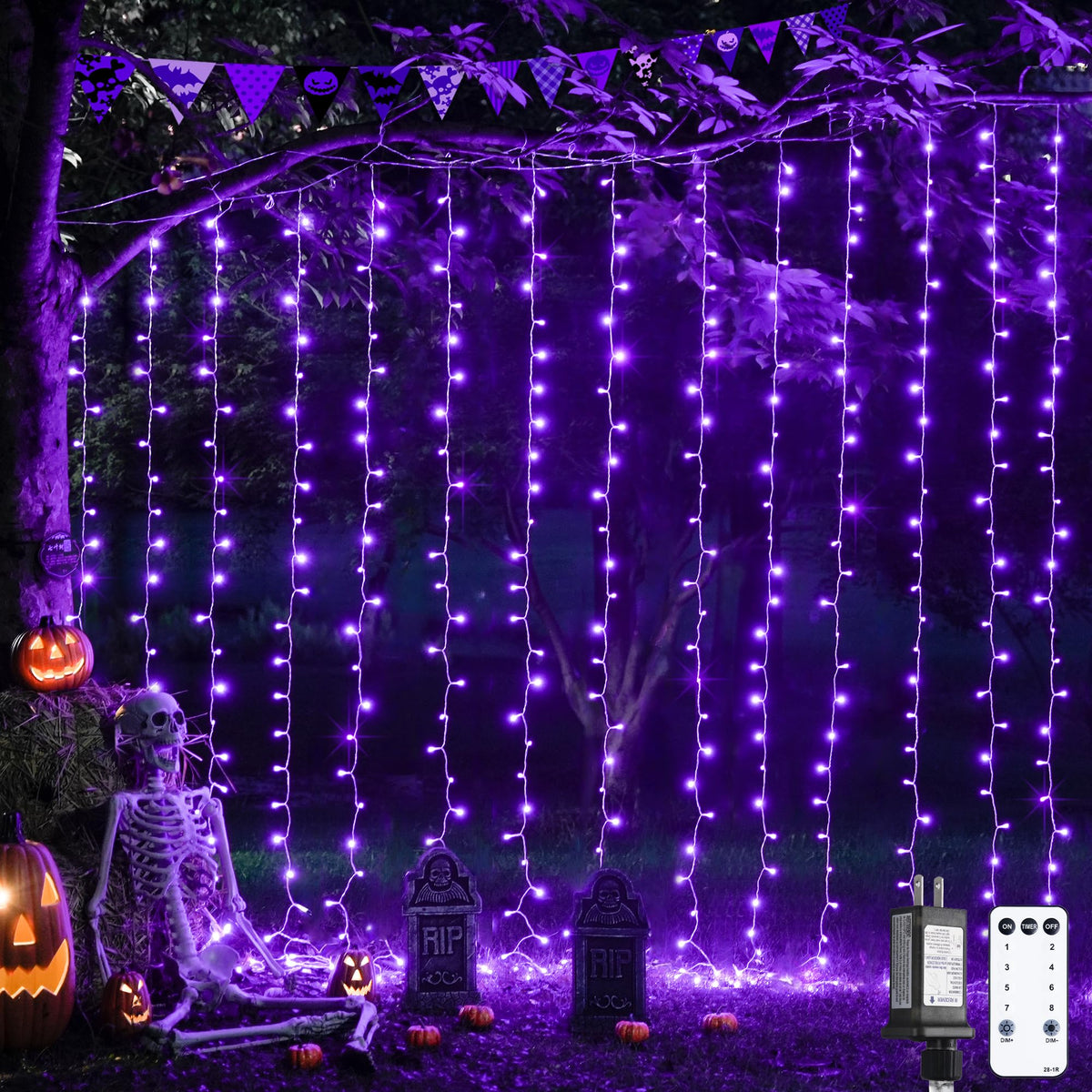JMEXSUSS 300 LED Remote Control Curtain Lights, Plug in Fairy Curtain Lights Outdoor, Window Wall Hanging String Lights for Bedroom Indoor Dorm Backdrop Wedding Party Patio Christmas Decor, Warm White