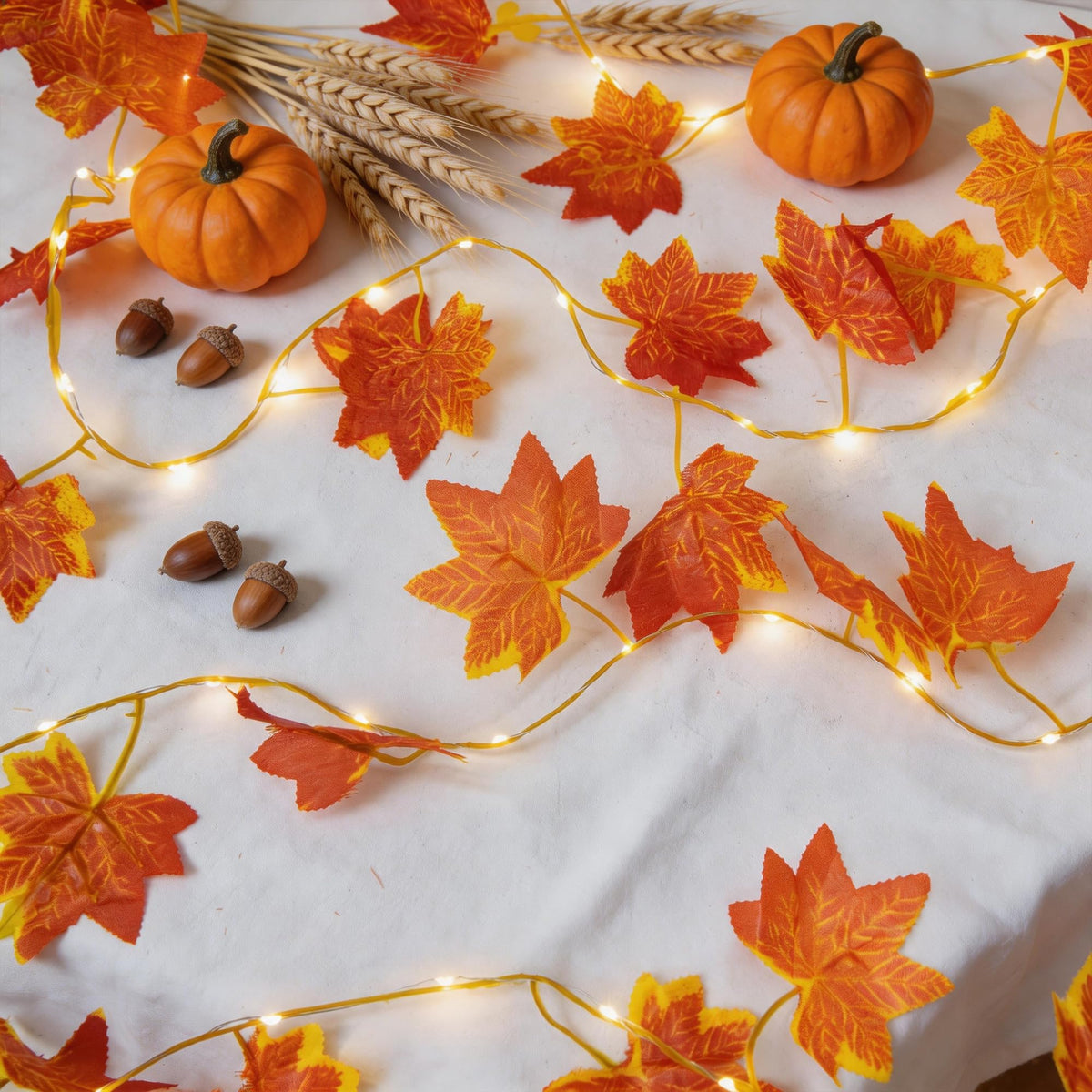 Maple Leaf String Lights, 2 Pack Battery Operated Fall Garland
