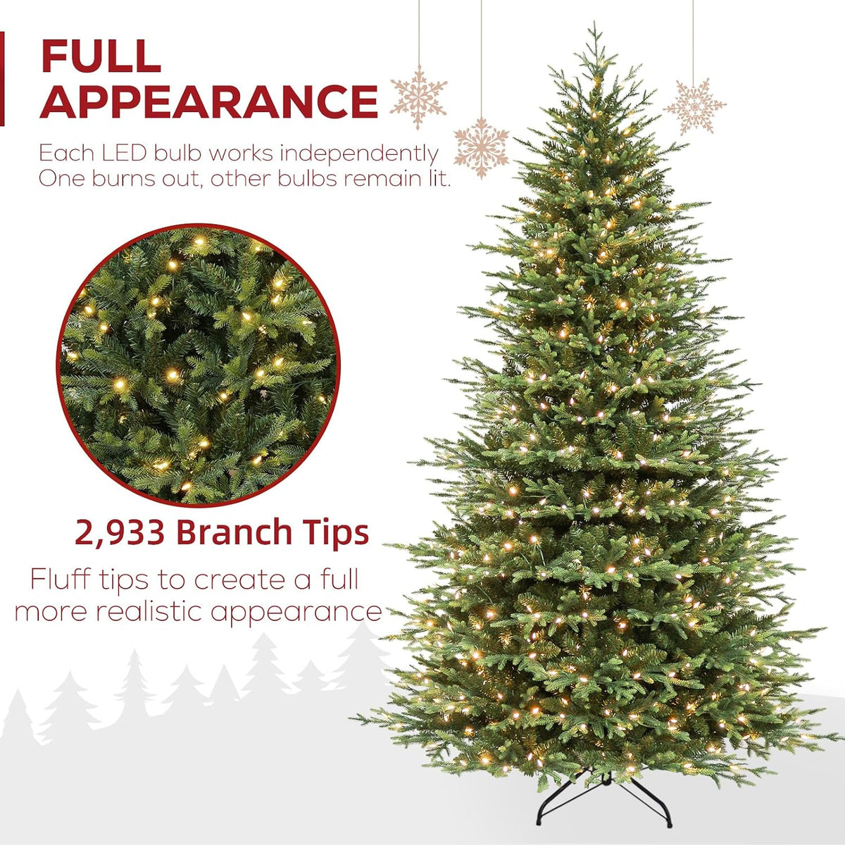 Hykolity 7.5 ft Prelit Christmas Tree with Realistic PE Foliage