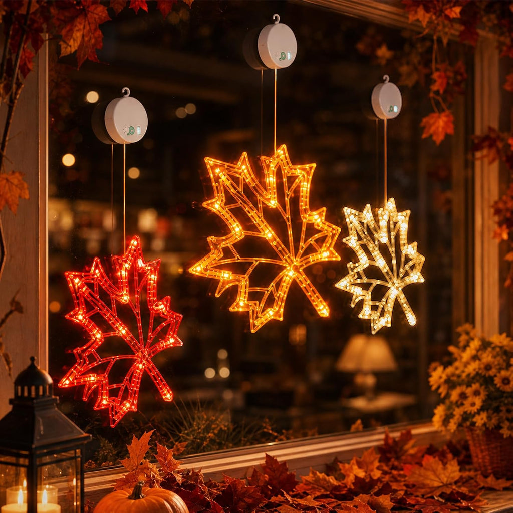 LOLStar Fall Decor Window Lights 2026, Thanksgiving Decorations LED Lights
