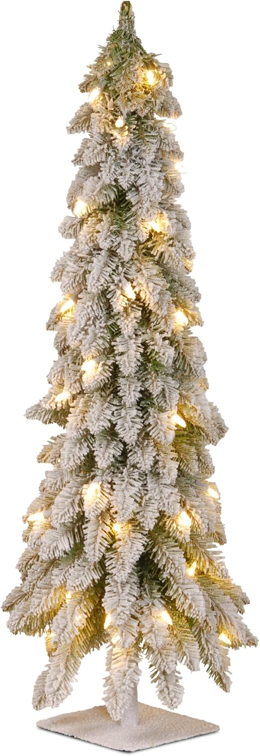 National Tree Company 3ft Pre-Lit Flocked Downswept Christmas Forestree