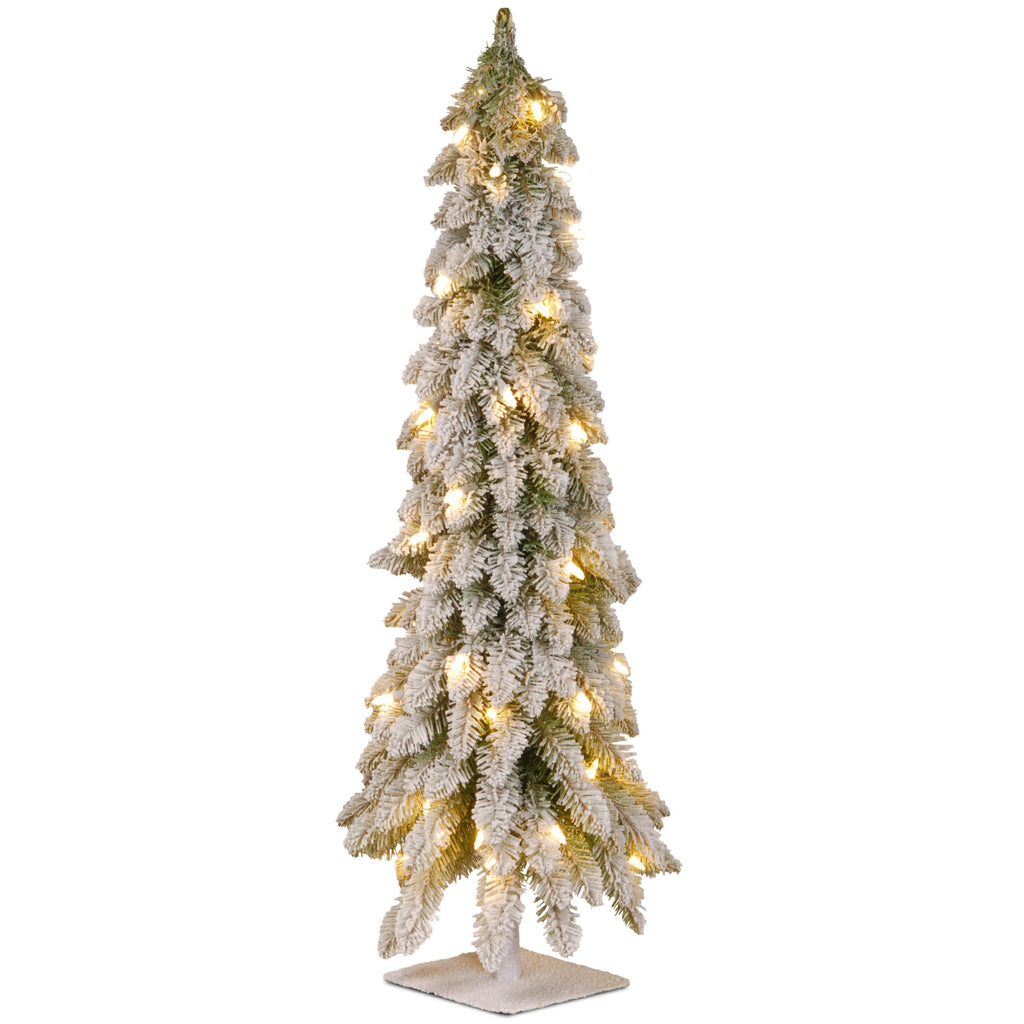 National Tree Company 3ft Pre-Lit Flocked Downswept Christmas Forestree