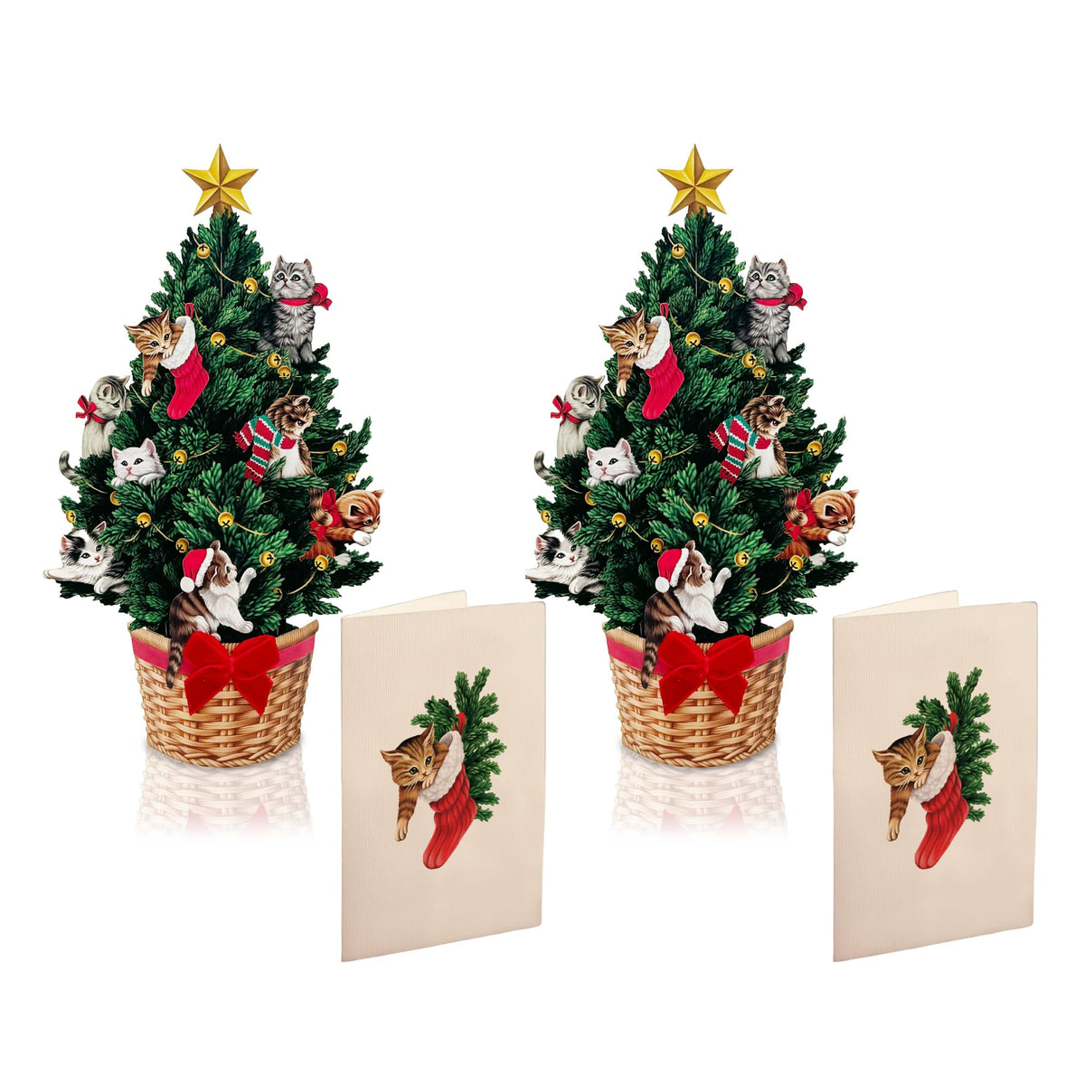 Freshcut Paper Pop Up Christmas Cards, Christmas Tree, 15 Inch Life Sized 3D Popup Greeting Card, Holiday Card, Thank You Gifts, Blank Notecard & Envelope