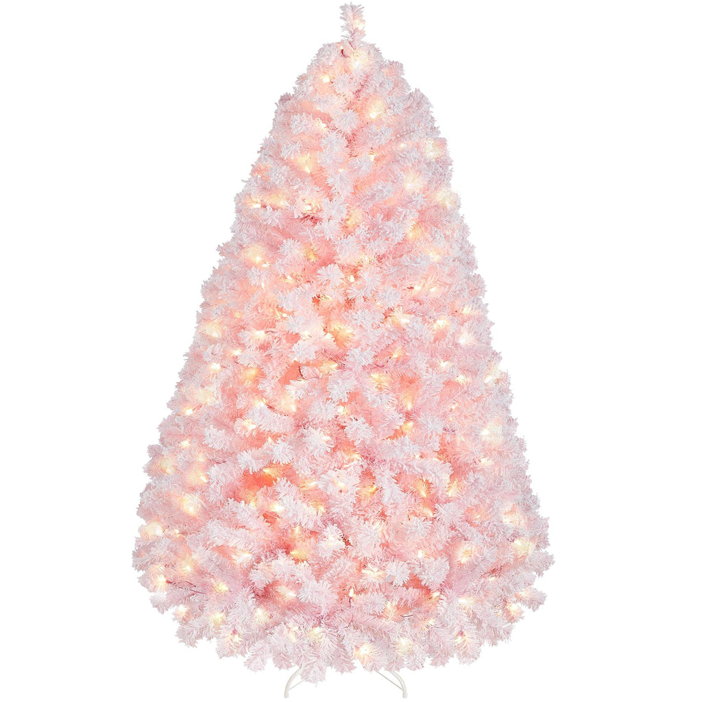 Yaheetech 6ft Pre-Lit Snow Flocked Artificial Christmas Tree, 250 Lights