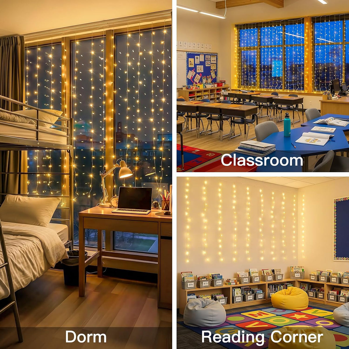 suddus 200 LED Curtain Lights Fairy Lights with Remote Bedroom 6.5x6.5ft