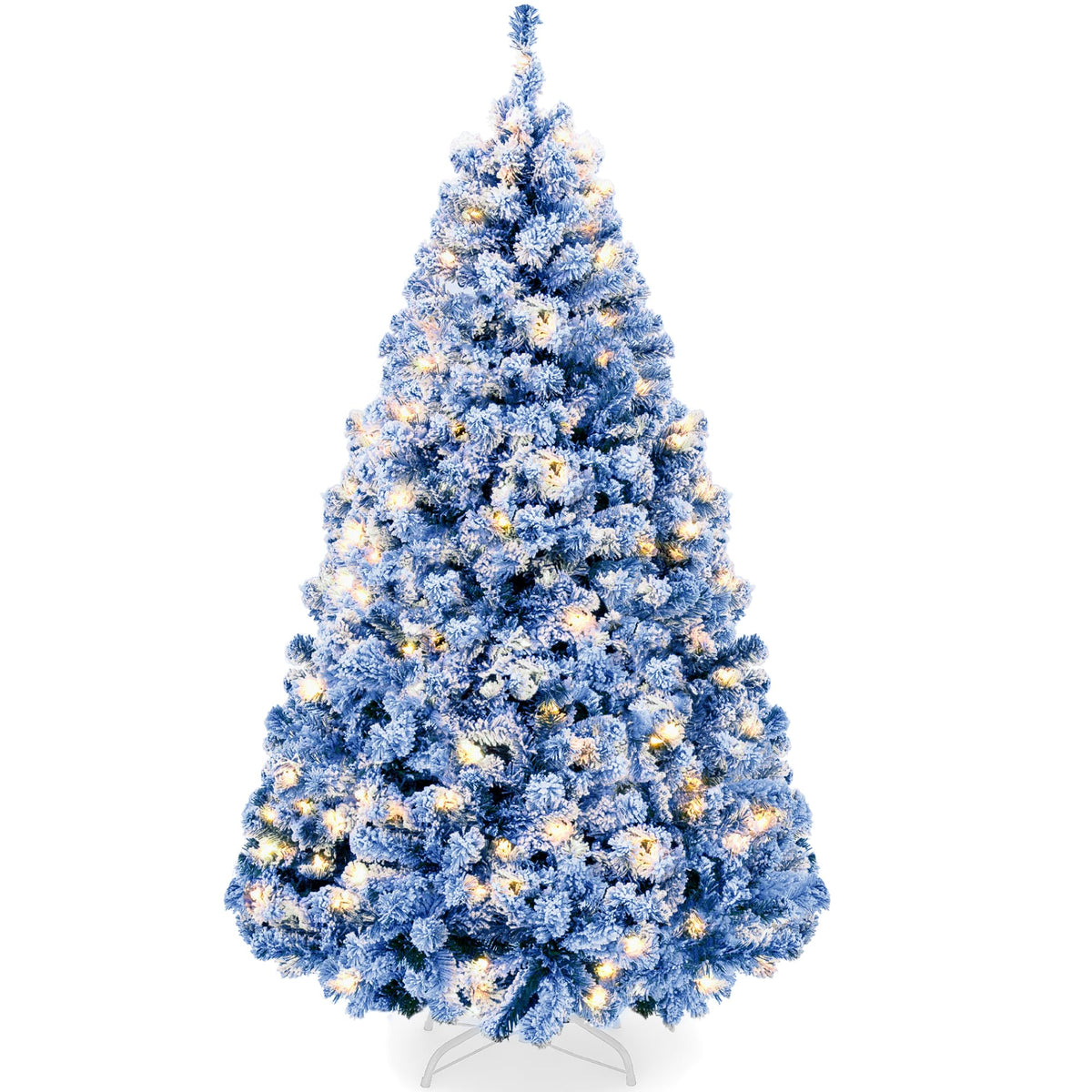 Best Choice Products 6ft Pre-Lit Artificial Christmas Tree Twinkling LEDs, Snow Flocked Design Pine Tree, Full Appearance Lighted Snowy w/Easy Assembly, 250 Lights, 928 Tips Metal Stand