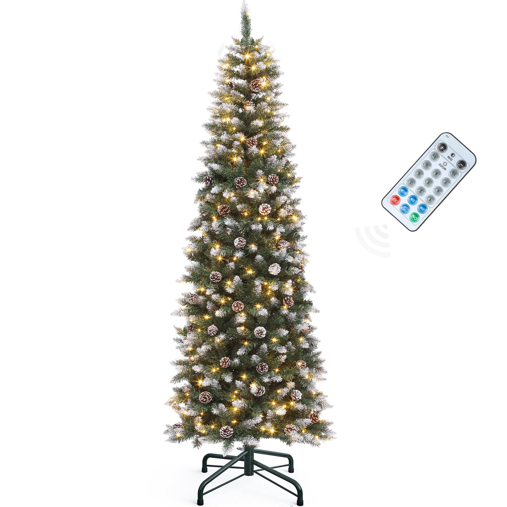 YITAHOME 6FT Prelit Green Fraser Fir Pencil Christmas Tree with Remote