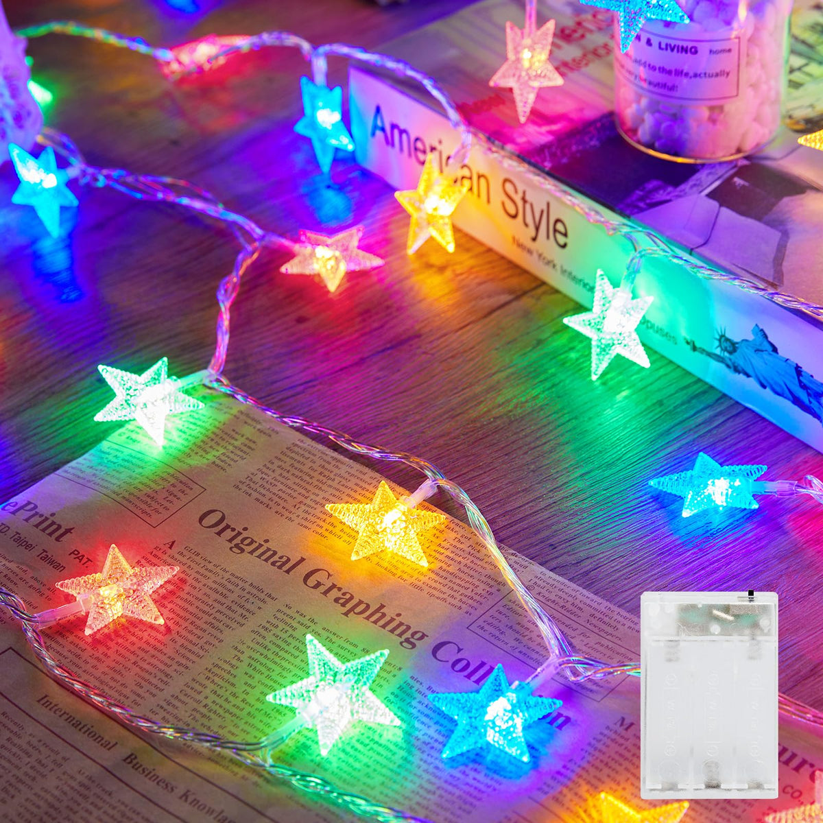 Minetom 50 LED Star String Lights, 17ft Fairy Lights Battery Operated