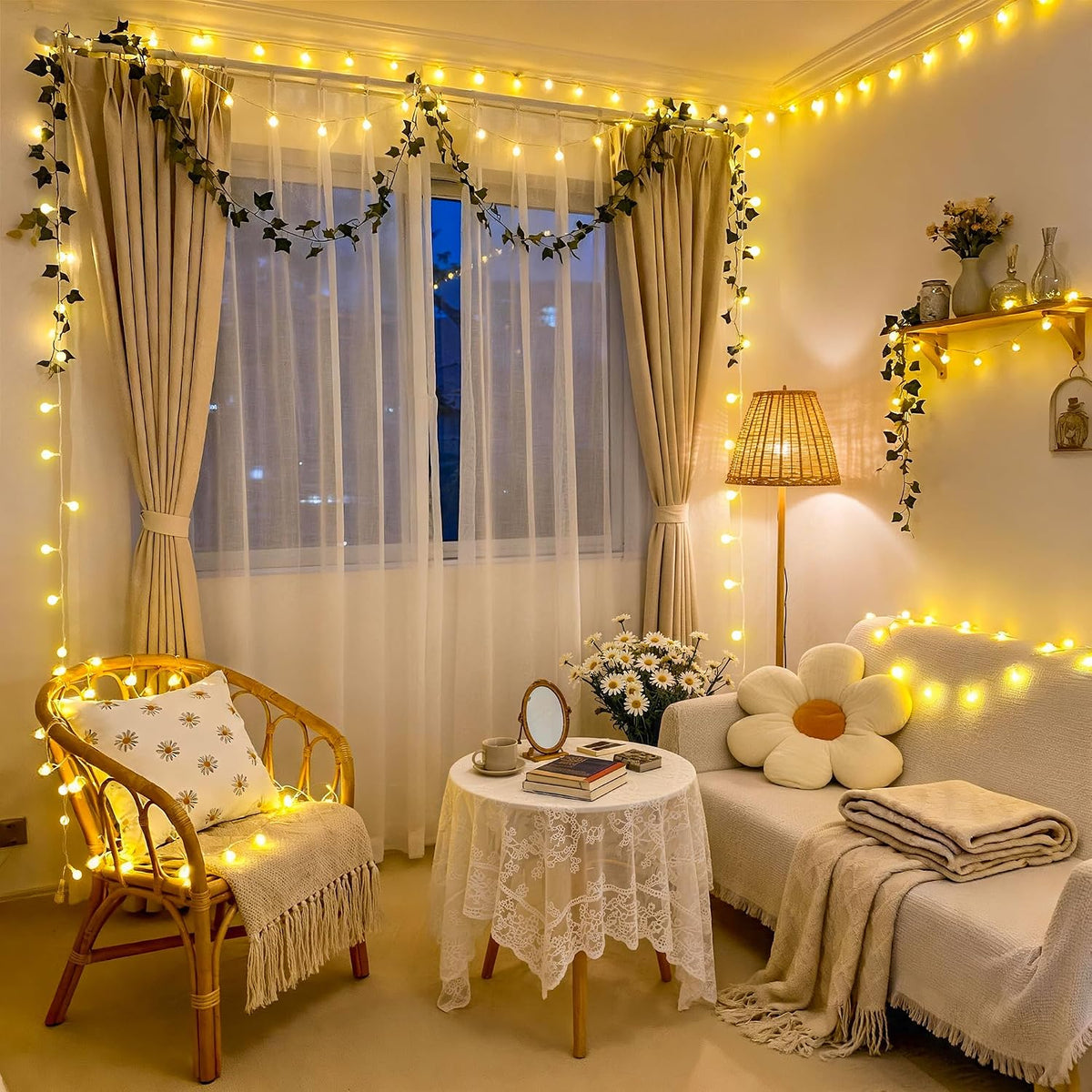 JMEXSUSS 100 LED Globe String Lights Indoor Bedroom, 33ft Fairy Lights