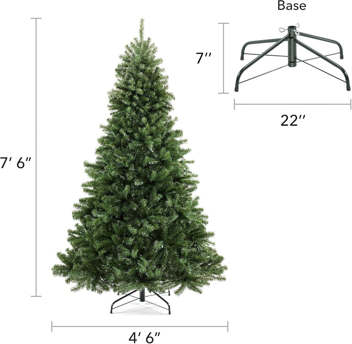 Casafield 7.5FT Realistic Green Spruce Unlit Artificial Holiday Christmas Tree with Sturdy Metal Stand