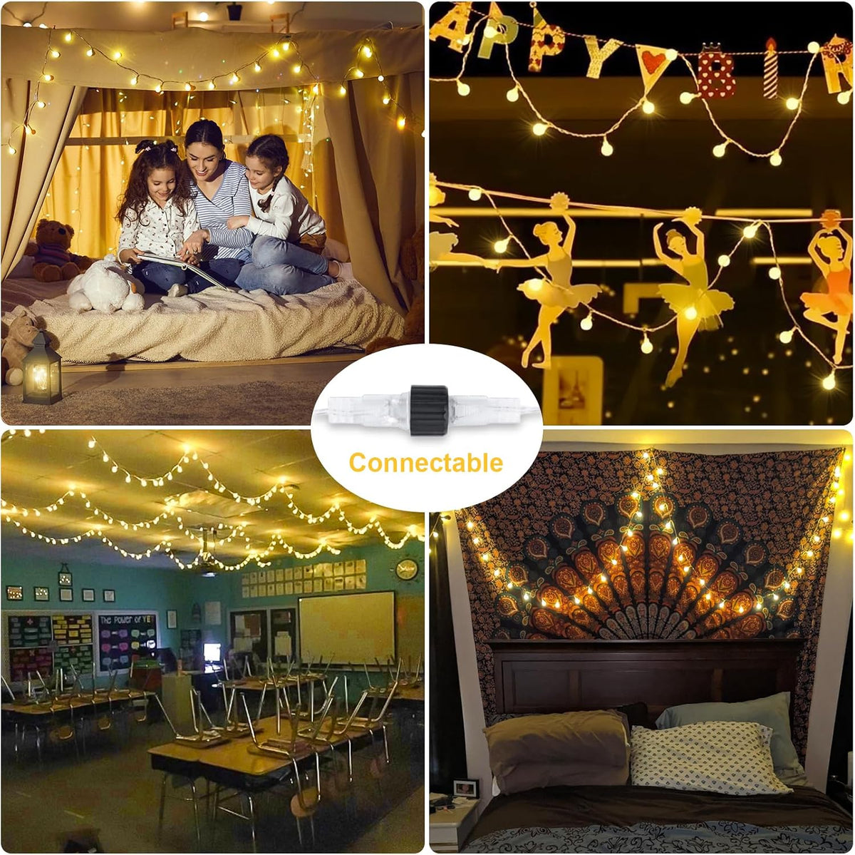 JMEXSUSS 100 LED Globe String Lights Indoor Bedroom, 33ft Fairy Lights