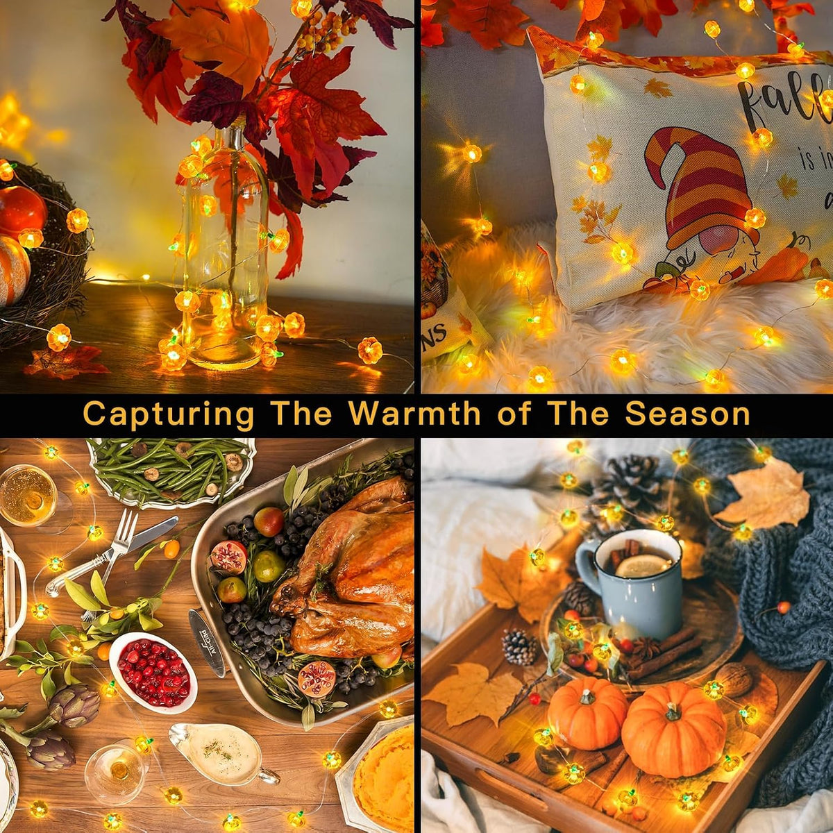 suddus 12.8ft 40 LED Halloween Pumpkin Lights Battery Operated Timer