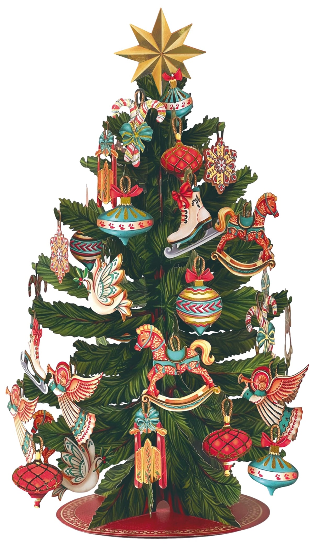 Freshcut Paper Pop Up Christmas Cards, Christmas Tree, 15 Inch Life Sized 3D Popup Greeting Card, Holiday Card, Thank You Gifts, Blank Notecard & Envelope