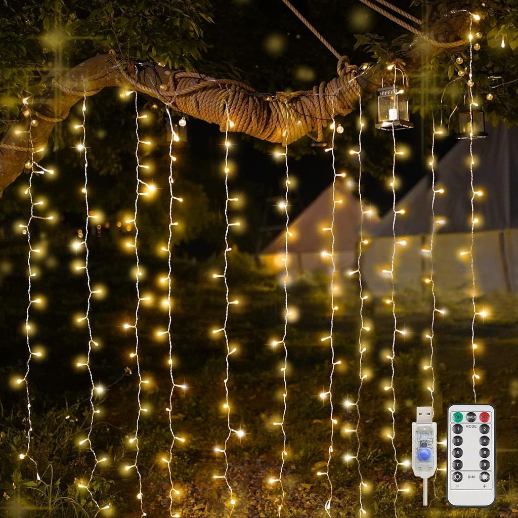 suddus 200 LED Curtain Lights Fairy Lights with Remote Bedroom 6.5x6.5ft