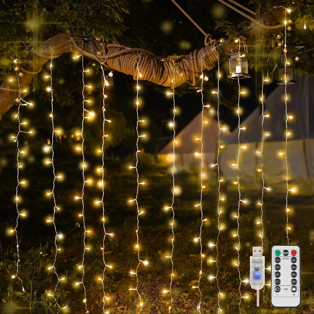 suddus 200 LED Curtain Lights Fairy Lights with Remote Bedroom 6.5x6.5ft
