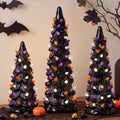 Best Choice Products Set of 3 Ceramic Christmas Trees, Pre-Lit Hand-Painted Tabletop Holiday Decoration w/Multicolor Bulbs, LED Lights – Green