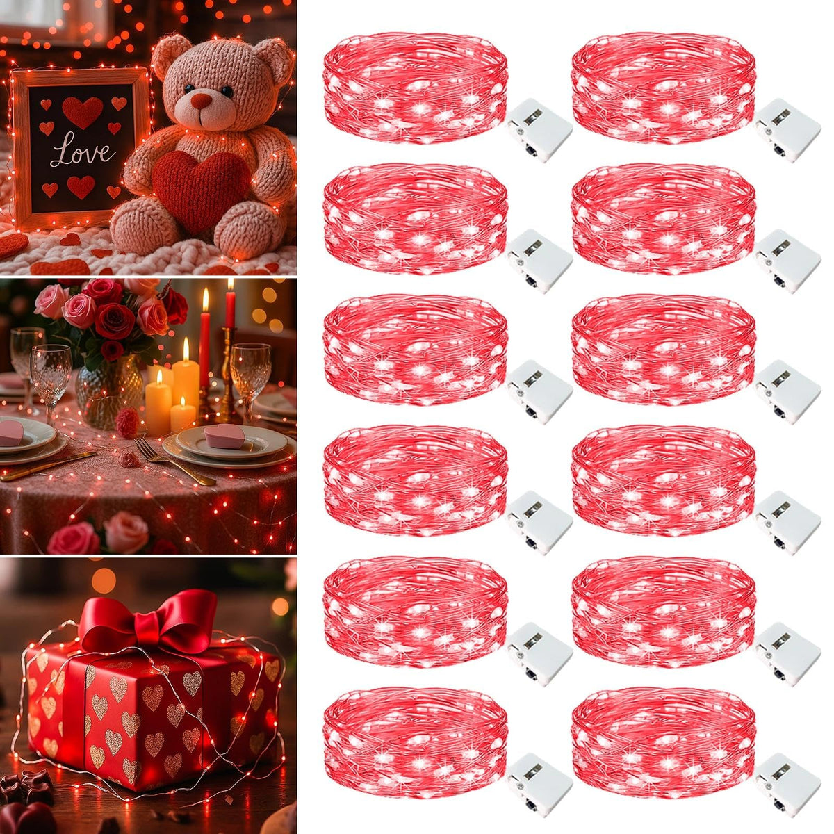 6 Pack Fairy Lights Battery Operated - 7ft 20 Led Twinkle lights 3 Modes, Bulk Mini String Lights Waterproof for Mason Jars Vases DIY Party Table Centerpieces Christmas Decoration -Warm White