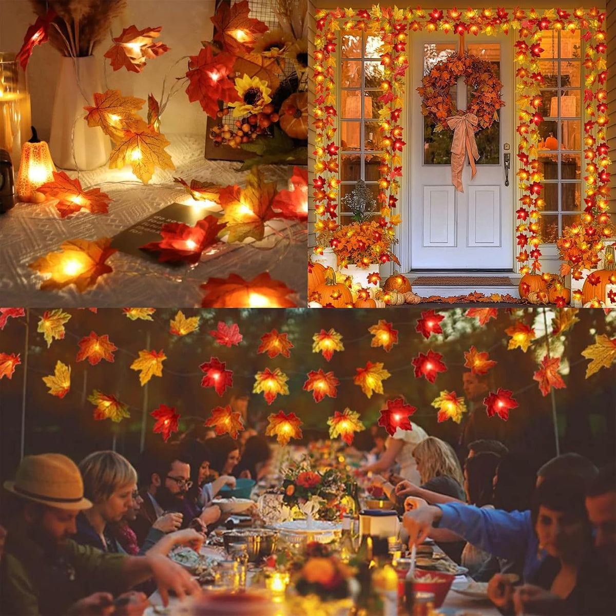Runleo 2 Pack Fall Decorations for Home Maple Leaf Lights Total 20ft 40 LED