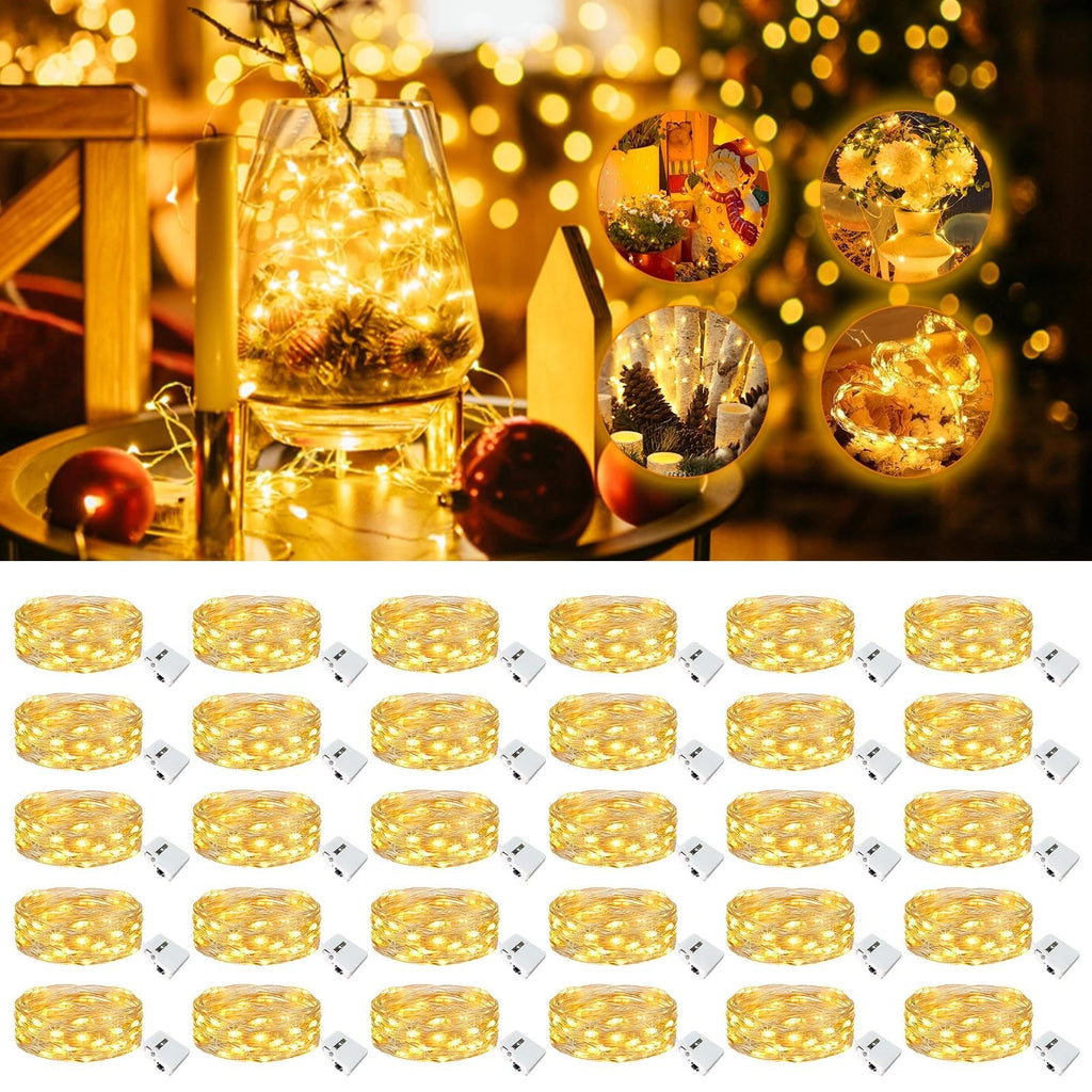 6 Pack Fairy Lights Battery Operated - 7ft 20 Led Twinkle lights 3 Modes, Bulk Mini String Lights Waterproof for Mason Jars Vases DIY Party Table Centerpieces Christmas Decoration -Warm White