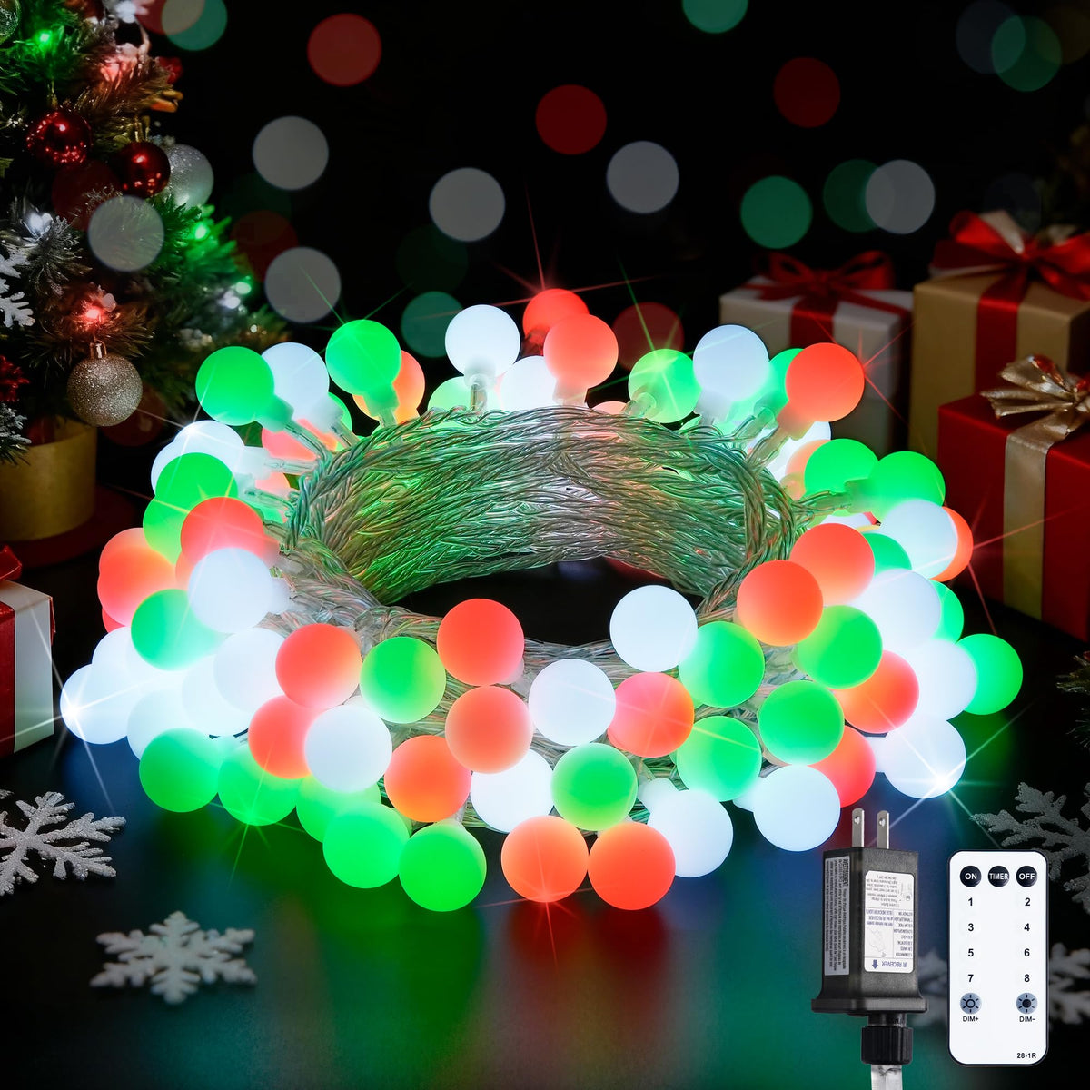 JMEXSUSS 100 LED Globe String Lights Indoor Bedroom, 33ft Fairy Lights