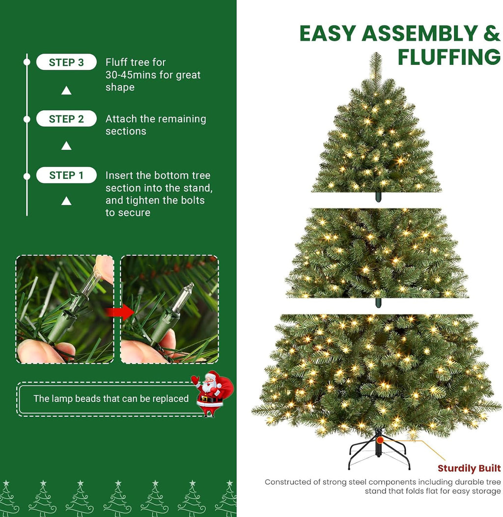 SHareconn 7ft Prelit Artificial Classic Spruce Christmas Tree