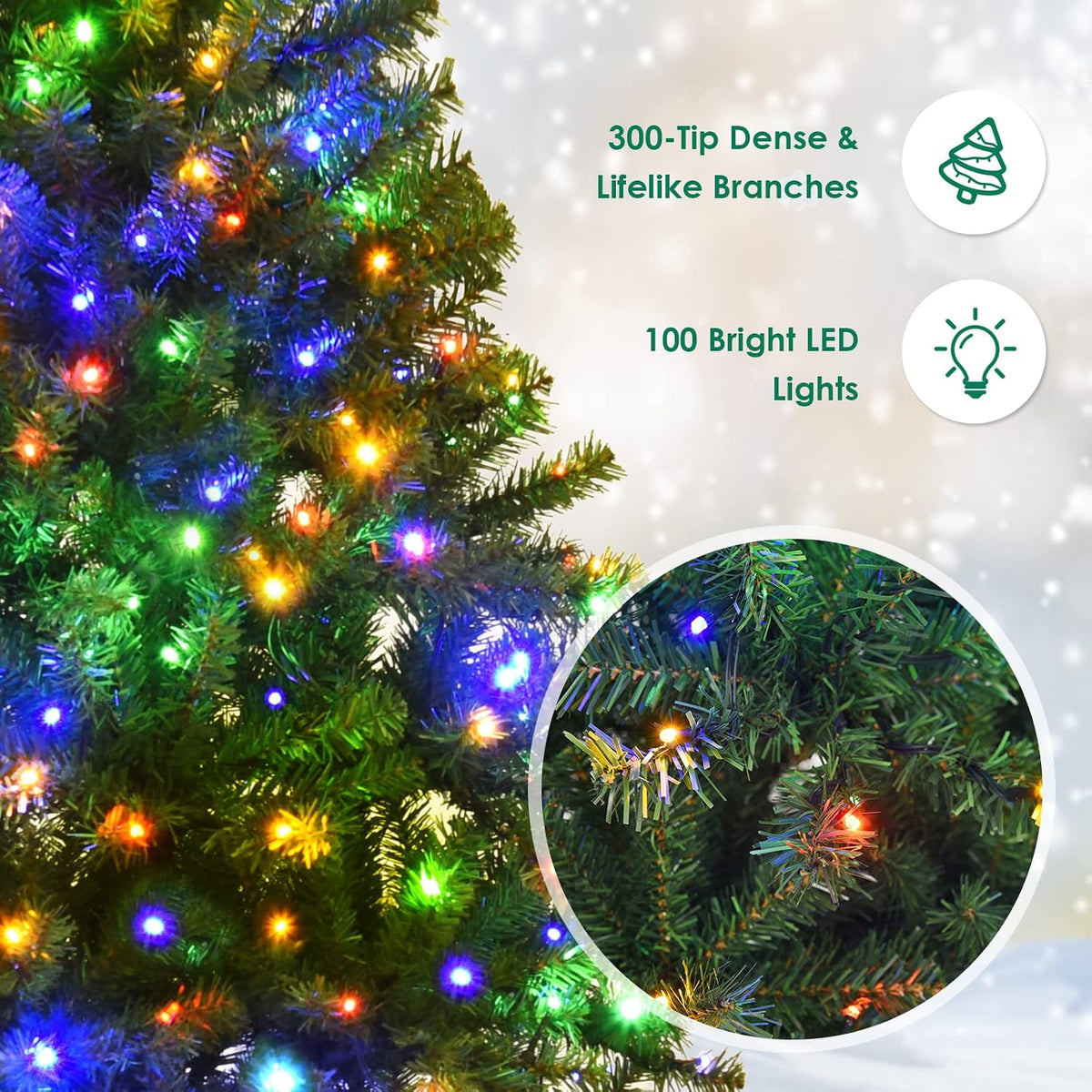 COSTWAY 4 FT Pre-lit Christmas Tree, Artificial Holiday Xmas Tree