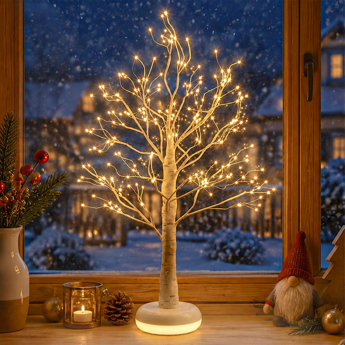 Birch Tree with Lights, Lighted Twinkle Christmas Tree Fairy Light Spirit