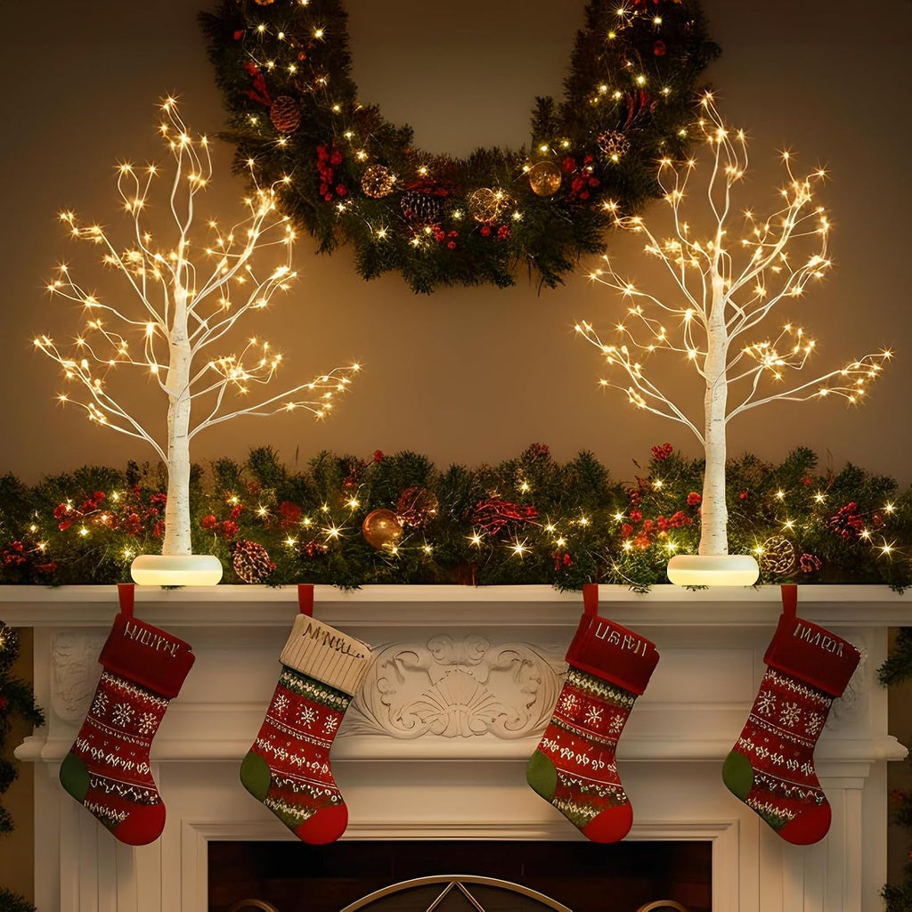 Birch Tree with Lights, Lighted Twinkle Christmas Tree Fairy Light Spirit
