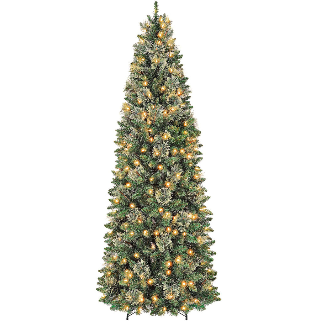 Hykolity 7.5 ft Slim Prelit Christmas Tree with Pine Needle