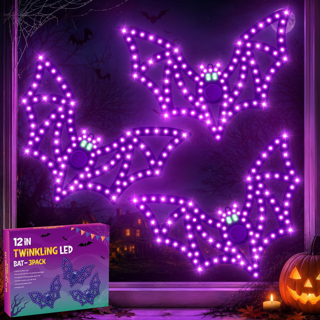 3 Pack 10" Halloween Classics Twinkling LED Ghosts, Hi-Vibrant Aluminum Frame Ghost Window Silhouette Lights, Cool White LED Lights, Holiday Indoor Outdoor Decoration