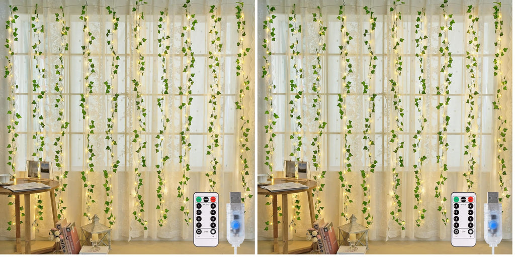 JMEXSUSS Maple Leaf Curtain Lights, 200 LED Fall Garland with Fairy Lights